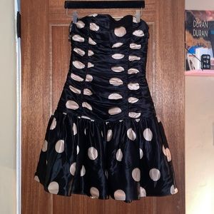 Betsey Johnson Strapless Polka Dot Cocktail Dress